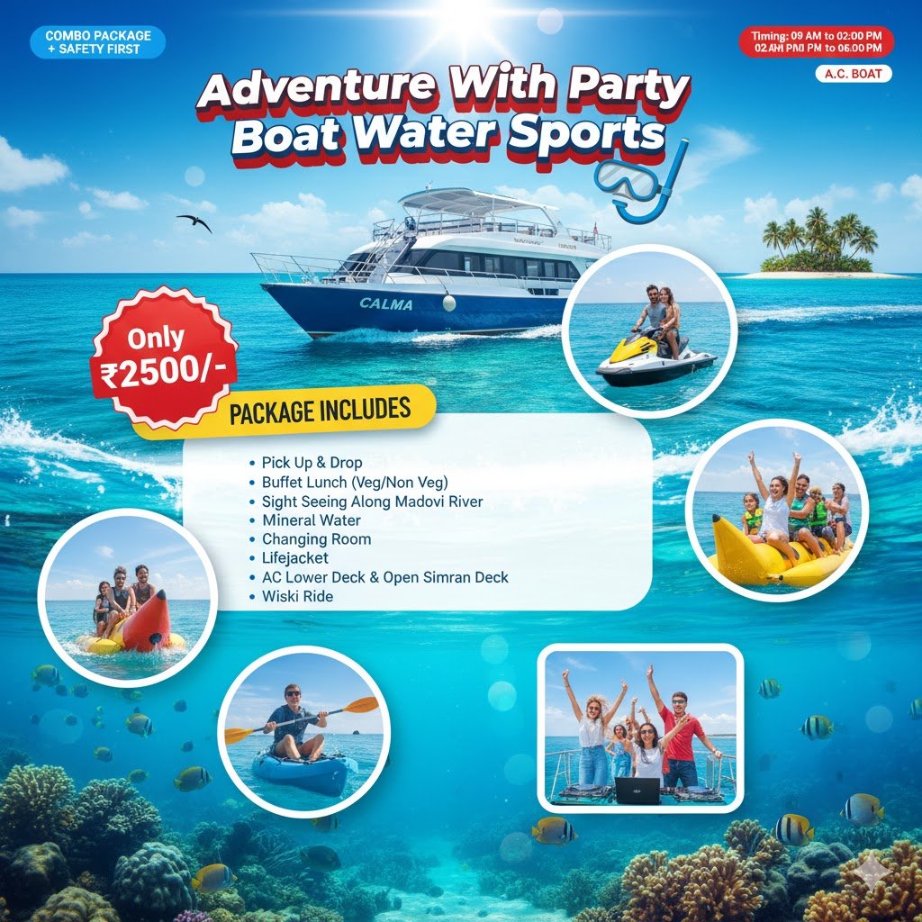 🏖️ Adventure with Party Boat & Water Sports – Mondovi River, Goa
